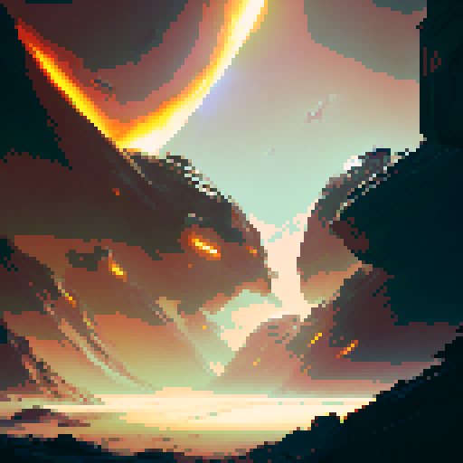 A field of explosive landmines. Color scheme red, blue and brown.