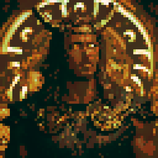 8-bit style portrait with vibrant, retro colors, showcasing a pixelated character in a dynamic pose against a black background, reminiscent of classic video games