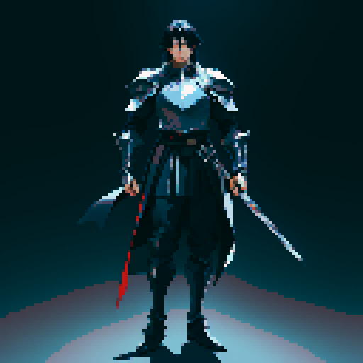 full-body image, male knight, man in black armor, giant sword, long black hair, sexy, male dark knight