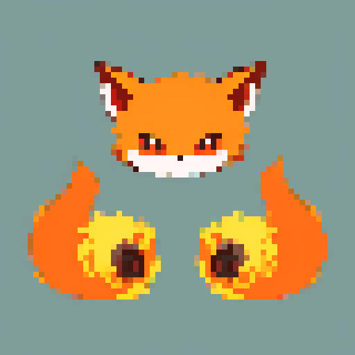 I'm creating a creature tamer video game. I'm doing the fire type starter 'mon'. It will have 3 stages. This is the smaller less powerful stage 1. It has 4 legs, and is fox or dog like in appearence. The type of 'mon' a boy would choose. It's ears are made of fire.