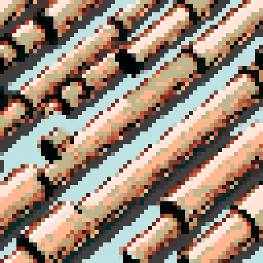 vertical shiny copper pipe with a black stroke around it and a white background