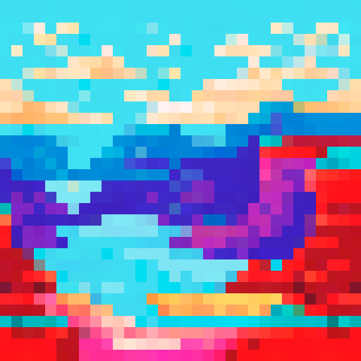 colorful paintbrush, vibrant sRGB hues, bold black outlines, pixel art, 32x32