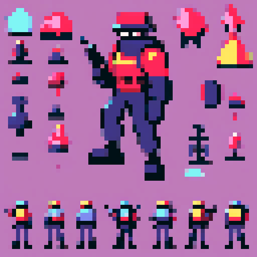 topdown shooter soldier, intense action, pixelated explosions, vibrant colors, retro aesthetic, fast-paced movements, strategic positioning, enemy waves, bullet hell, explosive power, pixel art perfection, immersive gameplay, fluid animations, intense firefights, strategic decision-making, heart-pounding moments, adrenaline rush, retro-inspired visuals, vibrant sRGB palette