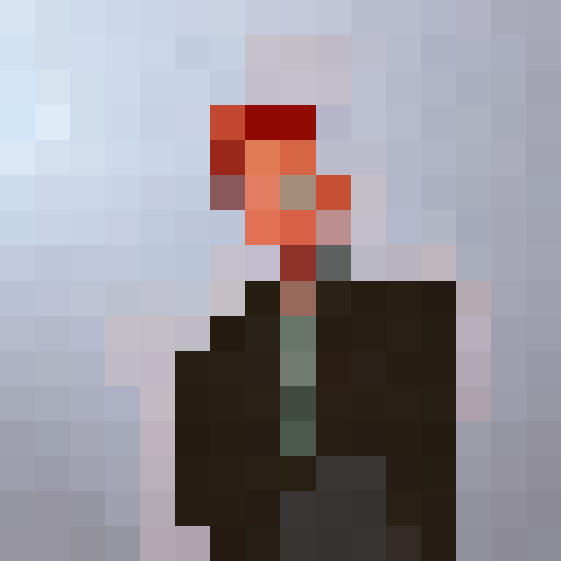 Rick Astley from the reference image in 8 bit and pop colors