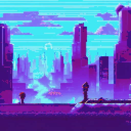 Cyberpunk NES inspired pixel art