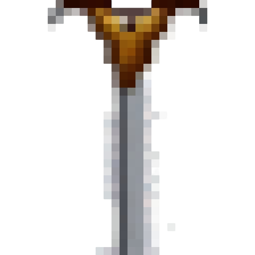 32x32 pixel metal sword icon with sharp edges, glinting in the light, crafted with intricate details and unique engravings, ready to be wielded by a skilled warrior in a close-up portrait skill art style.