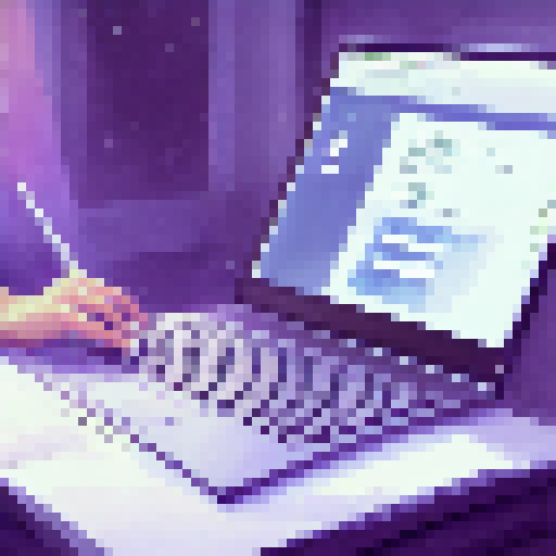 A watercolor image of a person typing on a keyboard while a web browser displays a page with clickable buttons and input fields, representing the practical application of WebDriver and WebElement in Python., watercolor art style, digital art, highly detailed, intentional, 4k.