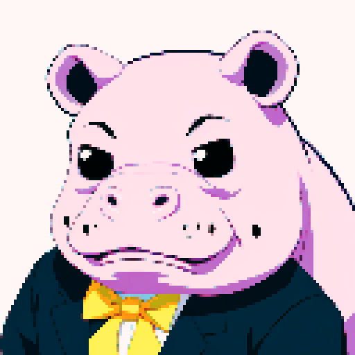 anime style hippo portrait. 