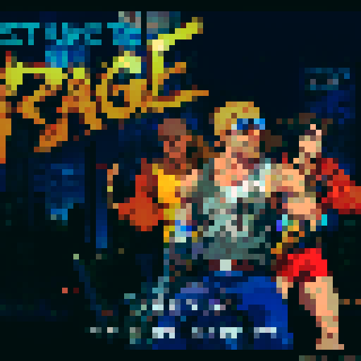 the desolate ruins of a giant modern city with boarded windows and busted broken up buildings, destroyed by some apocalyptic event, sits in the background. in the front our main character, a cool, 80s action movie star type hero, with dark sunglasses, big muscles and long dark hair, and a heavy metal sensibility