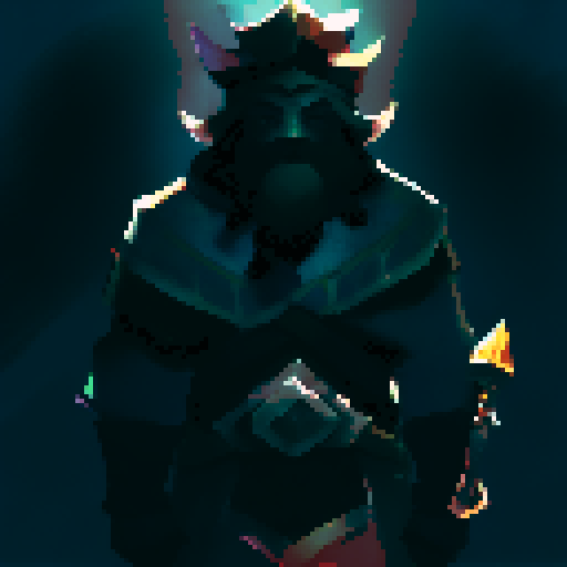 three men, king and his retinue, crown, light at the kind, dark place, king with sword, cant see eyes, eyes darken