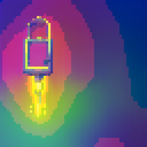 magical key, glowing with vibrant colors, intricate design, shimmering with pixelated details, sparkling with sRGB brilliance
