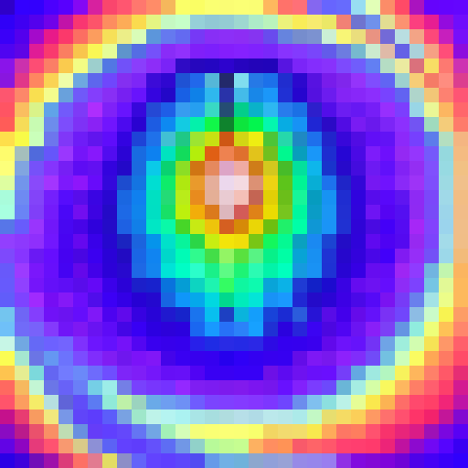 Rainbow sparks erupting from a swirling, iridescent vortex, casting a spell in a pixelated 32x32 skill art style.