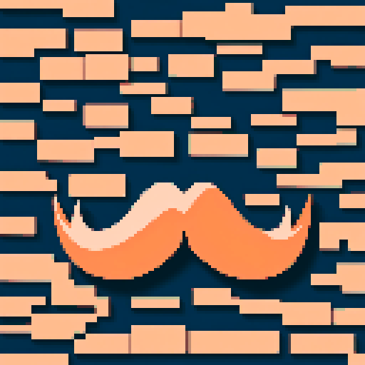 half of a giant copper mustache on a solid color background
