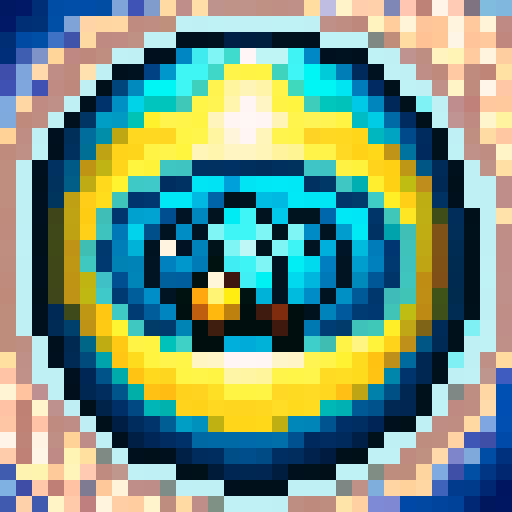 Frothy bubbles surround a 32x32 pixel game ability icon featuring sharp seashells slicing through waves in the ocean, with a skillful close-up portrait style