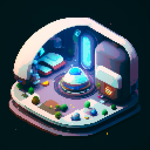 rounded spaceship interior, smooth curved walls, large windows showing space, gachapon-like design, cryo-pod in the center, pixel art, sRGB