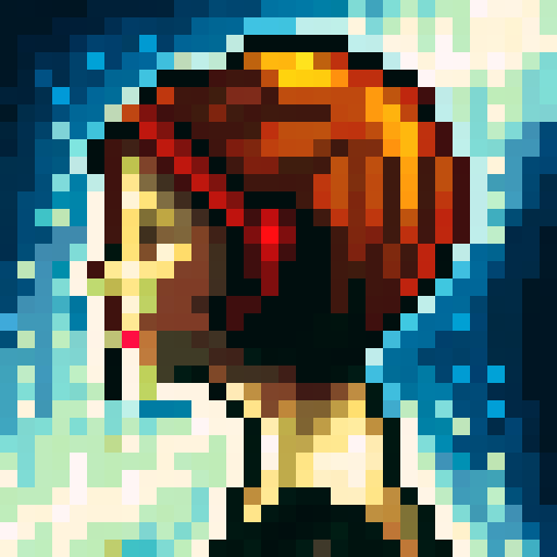 woman, red hair, game icon, 32x32 pixel art, sRGB, skill art, close up, portrait