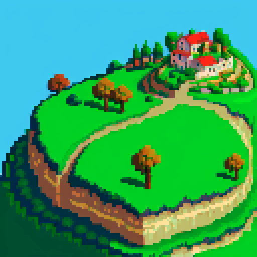 green ridge with exposed rock, small town and vineyards below