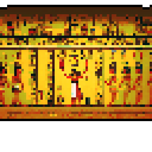 section of wall, egyptian tomb, hieroglyphics, pixel art