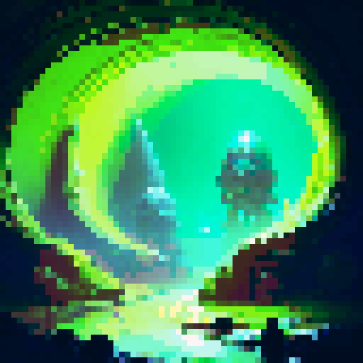 A Slime in a dark fantasy stone brick wet sewer tunnel with oil lamps and muddy water.
Muddy water splashes around a large, slippery, green Slime as it navigates through a dimly-lit, stone brick sewer tunnel adorned with flickering oil lamps.