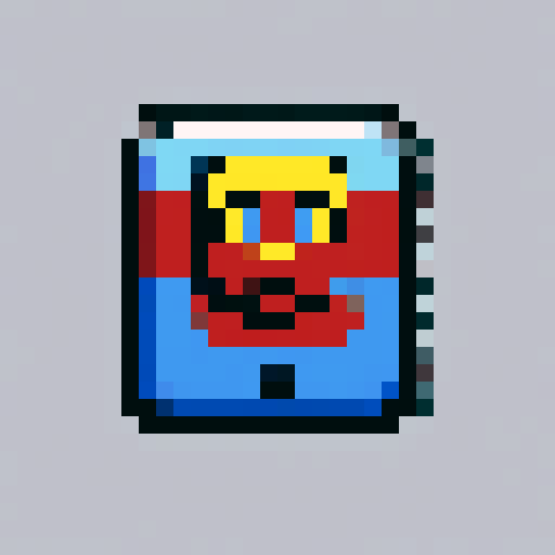 Pixel art badge with a rounded rectangular shape, showcasing a bold, simple icon symbolizing counting, designed in a blocky Minecraft-style with primary colors (red, blue, yellow) The badge has a textured, iron scout patch-like appearance, complete with a stitched border. No background