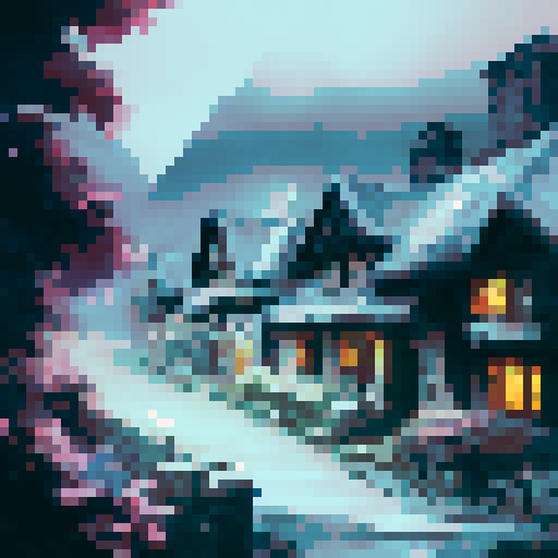 dark gothic style, city in the woods, winterfell, waterfall