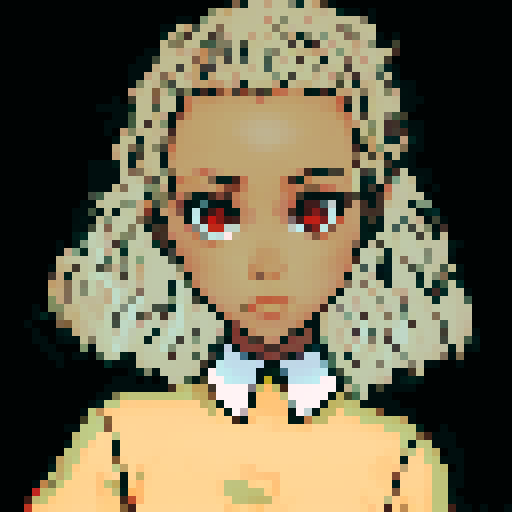 Teenage black girl with light brown hair and red eyes