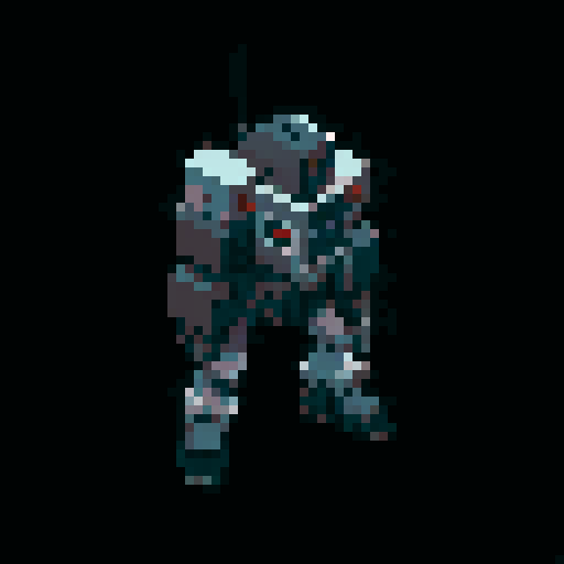 isometric grey berserker mech, assault cannon-wielding, missile on back, white background
