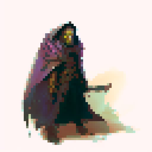 cloaked bandit wielding a knife, fantasy rpg enemy