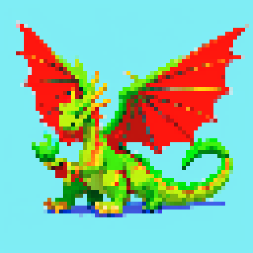 A slightly larger dragon with vibrant scales and growing wings. It has a playful yet determined expression, with small horns starting to sprout from its head. Its eyes are bright and curious, and it breathes small puffs of smoke. No background.
