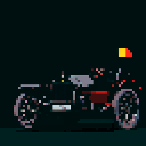 An old model T in a dark color next to a bright formula 1 car