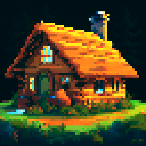 cozy cabin with snow