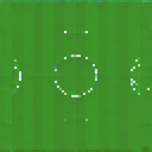 2D pixel art football pitch sprite, game background, lush green field, goalposts, only green and dark green colors