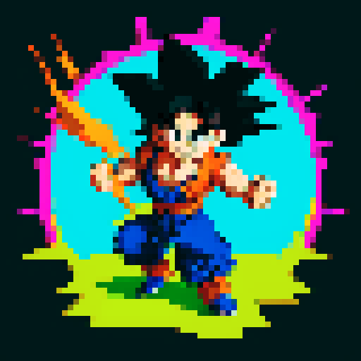 Create Goku from Dragonball Z in the style of TMNT Shredders Revenge.