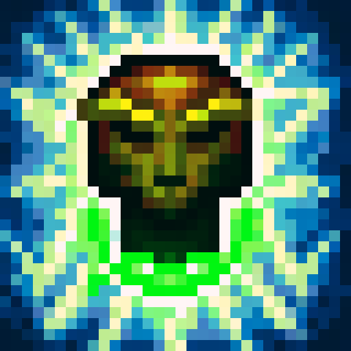 Create a highly pixelated art piece of a cybernetic animal, emphasizing a strong pixel art style reminiscent of classic 8-bit or 16-bit video games. The animal should feature distinct, blocky pixels and a retro gaming aesthetic, combined with futuristic, cybernetic enhancements. Think of robotic limbs, neon lines, and metallic plating, all rendered in a chunky, pixelated format