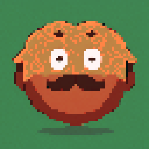 half of a giant copper mustache on a solid color background