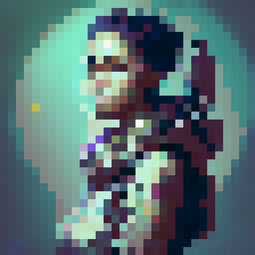 Fantasy hero sprite with a black outline