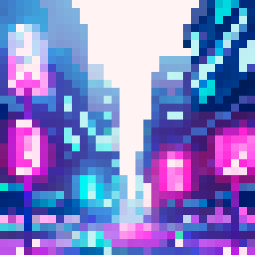 Cyber city skyscrapers gleaming in neon hues, towering over a bustling crowd of futuristic commuters with holographic screens illuminating their faces, reflecting in a landscape portrait