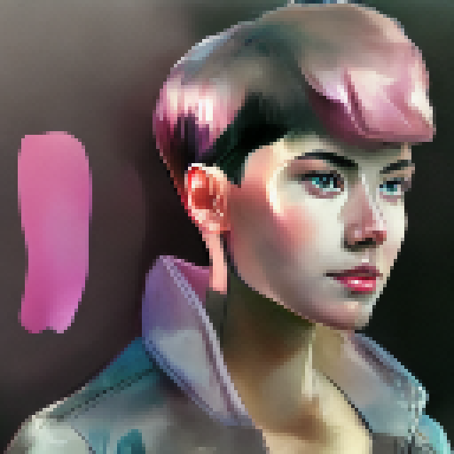 portrait of a woman with friendly look, sharp focus, realistic dark hair, front view, pink and blue lighting, contrasted skin texture, sharp focus, committed to artificial intelligence, convey the idea of ​​innovation, photo shoot, hyper realistic, hyper detailed, Leica M10