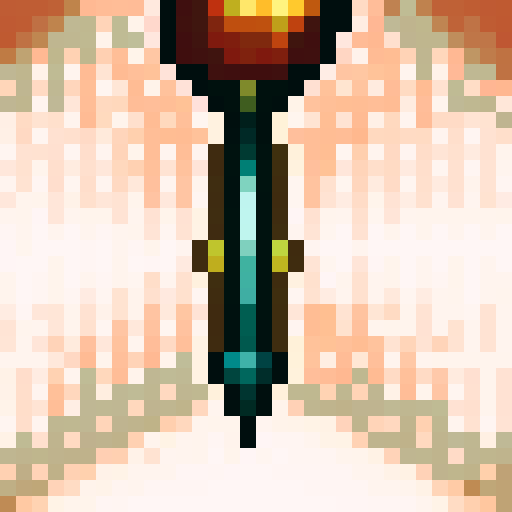 Golden hilt, gem-encrusted metal sword, gleaming in the light, pixel art masterpiece, 32x32 game icon, close-up portrait, showcasing the masterful skill of the artist.