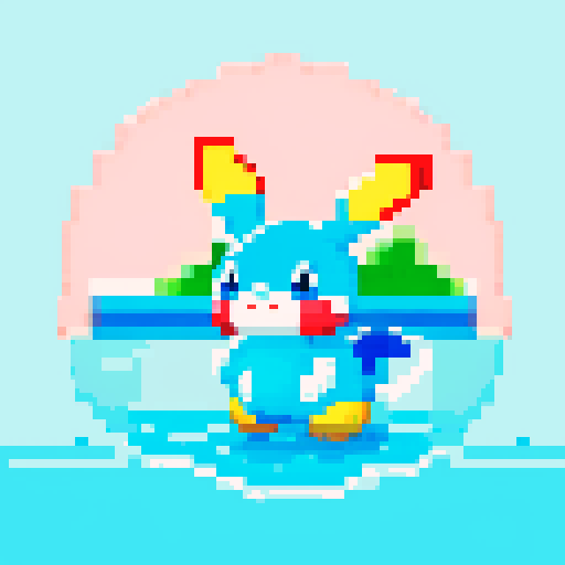 Pokemon style water type starter, no background