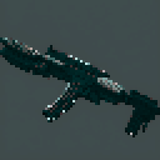 M4A1 Rifle icon, white background, black icon, pixel art