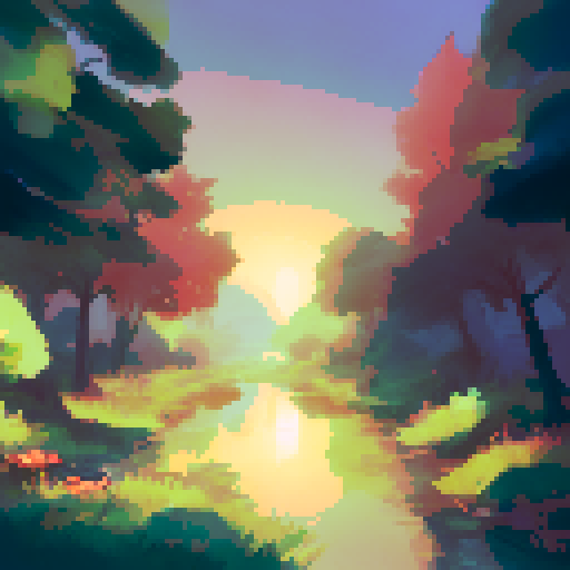 landscape, sunset, artstyle, illustration