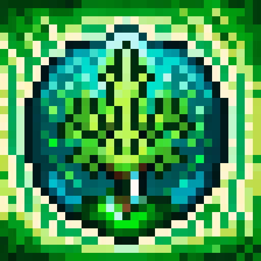 only one big chestnut tree, in the center, green leaves, brown trunk, fantasy top-down RPG with an orthogonal camera, simple pixel art, square plain platform