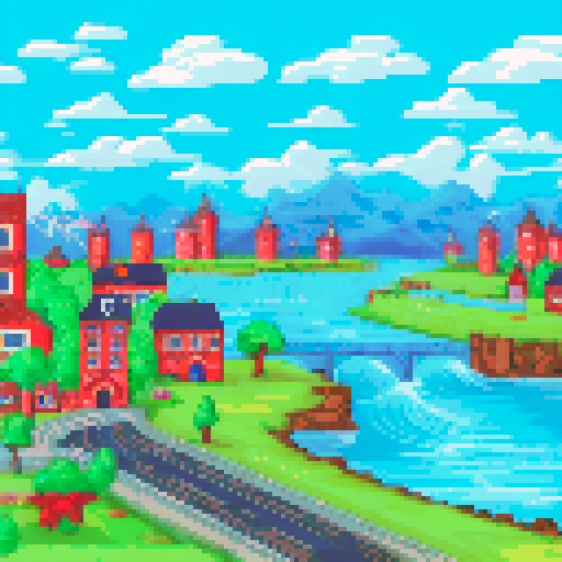 Island port town, have the whole town visable in the image. make it usebale as a tile set for my rpg game. make sure its a lively city. Give it a medival setting. Not rich medival or poor but middle class.