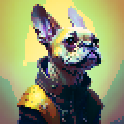 Pixel art French bulldog from the side