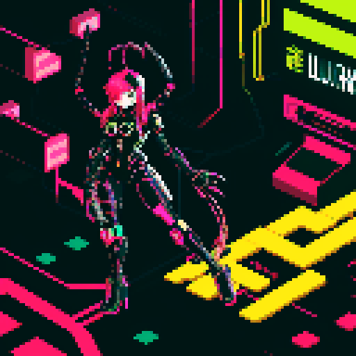 full body cute cyberpunk scorpion with human head, human head is from anime inspired character with vibrant hair, expressive eyes, and a playful smile