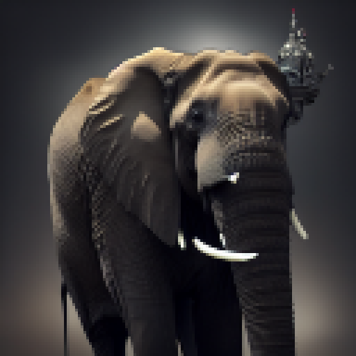 Elephant with crown, overtowering everyone else