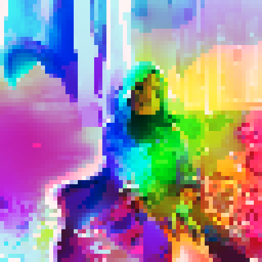 "Abstract, psychedelic, neon, chaotic, glitchy: A swirling, colorful vortex of energy and movement, pulsating with electric intensity."