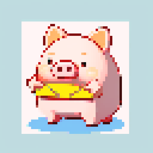 Pixel art pig sprite in a realistic pose, cartoony style, inspired by Super Auto Pets and Paper Mario, cute but not childish, no border, sRGB PNG