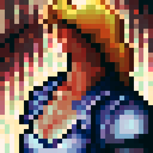 full-body sprite, game icon, 32x32 pixel art, sRGB, skill art, close up, portrait, vibrant colors, detailed shading, dynamic pose, intense expression, flowing hair, glowing eyes, intricate armor, magical aura, powerful stance, energetic background